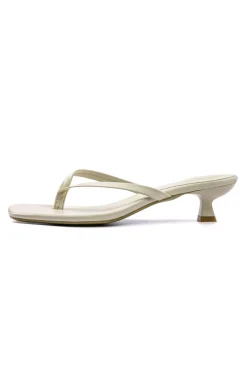 Basic Square Toe Thong Heeled Sandals