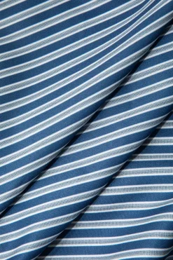 Basic Stripe Print Cap Sleeve Button Shirt