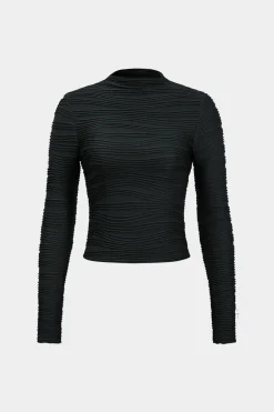 Basic Textured Long-Sleeve Top