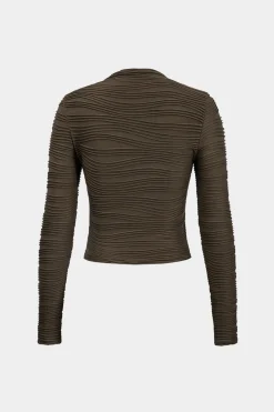 Basic Textured Long-Sleeve Top