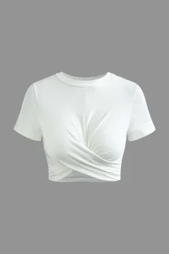 Basic Twist Hem Crop T-shirt