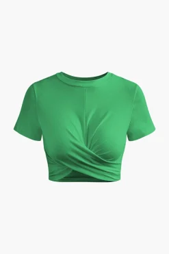 Basic Twist Hem Crop T-shirt