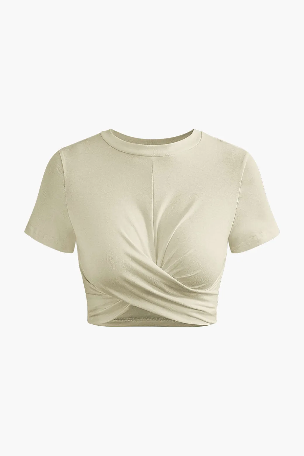 Basic Twist Hem Crop T-shirt