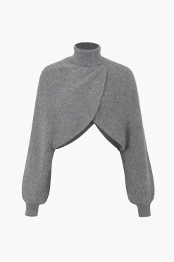 Batwing Sleeve Turtleneck Crop Sweater