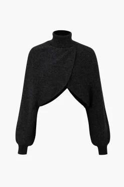 Batwing Sleeve Turtleneck Crop Sweater