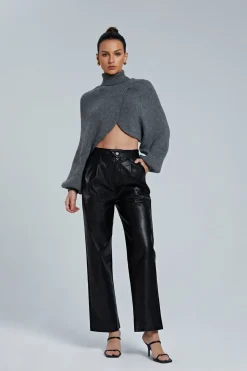 Batwing Sleeve Turtleneck Crop Sweater