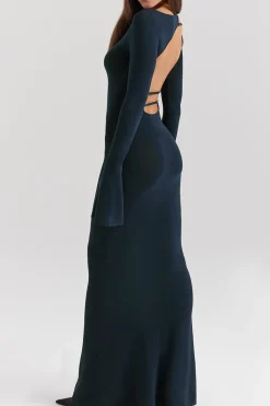 Bell Sleeve Backless Long Sleeve Maxi Dress