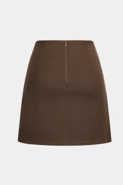Belted Pleated High Waist Skirt
