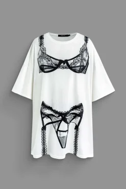 Bikini Print Round Neck Mini T-shirt Dress