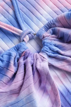 Blue Tie Dye Halter Neck Midi Dress