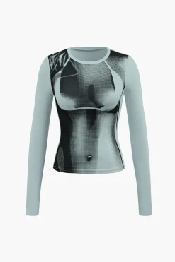 Body Heat Print Long Sleeve Top