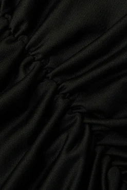 Body Print Round Neck Long Sleeve Ruched Mini Dress