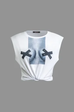 Body Print Sleeveless T-shirt