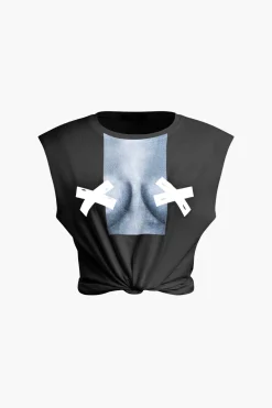 Body Print Sleeveless T-shirt