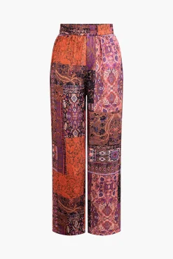 Bohemian Print Straight Leg Pants