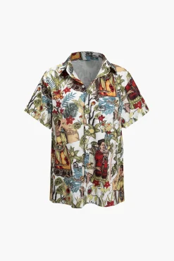 Boho Print Short-Sleeve Shirt