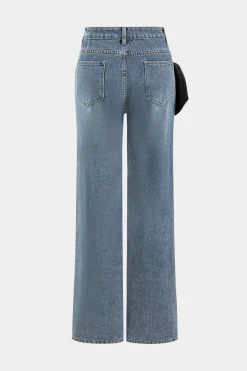 Bow Tie Patchwork Pocket Jeans