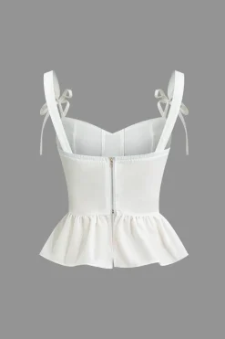 Bow-Tie Straps Peplum Corset Top