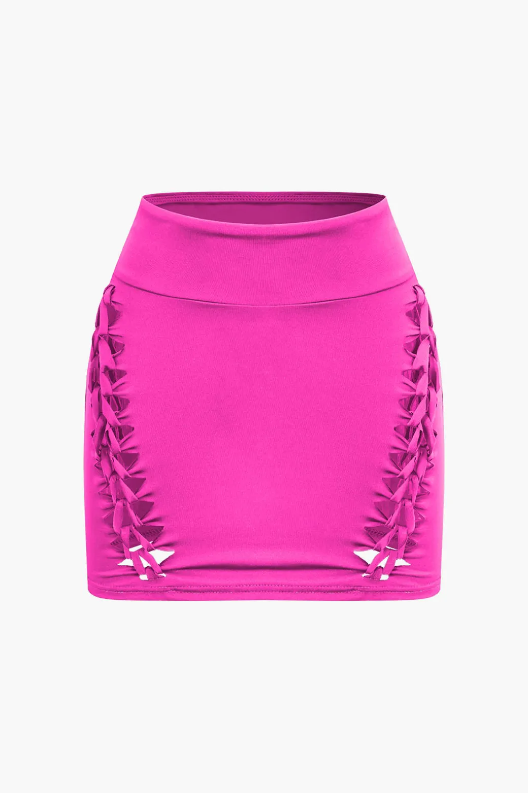 Braided Cut Out Round Neck Tank Top And Skirt Set