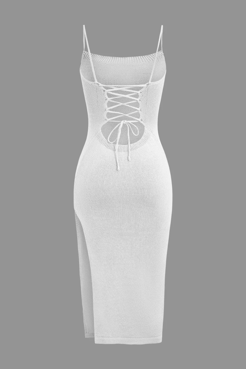 Braided Tie Slip Slit Knit Midi Dress