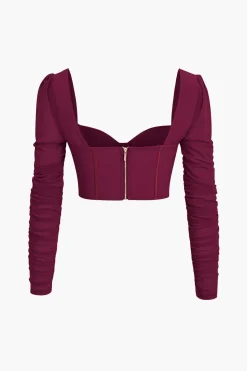 Bustier Mesh Patchwork Long Sleeve Top