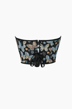 Butterfly Jacquard Tie-Up Tube Top