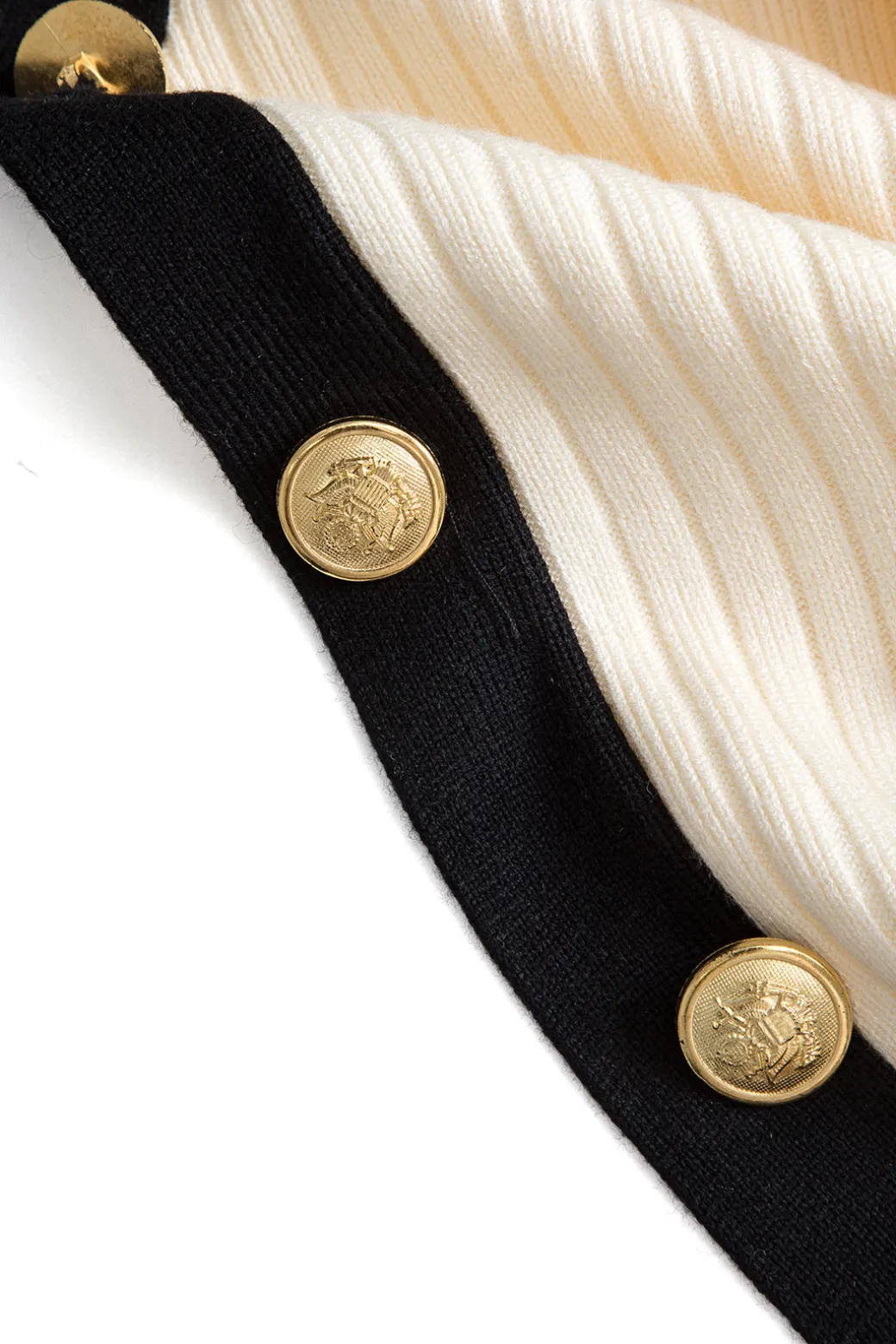 Button Color Block Sweater Long-Sleeve Top