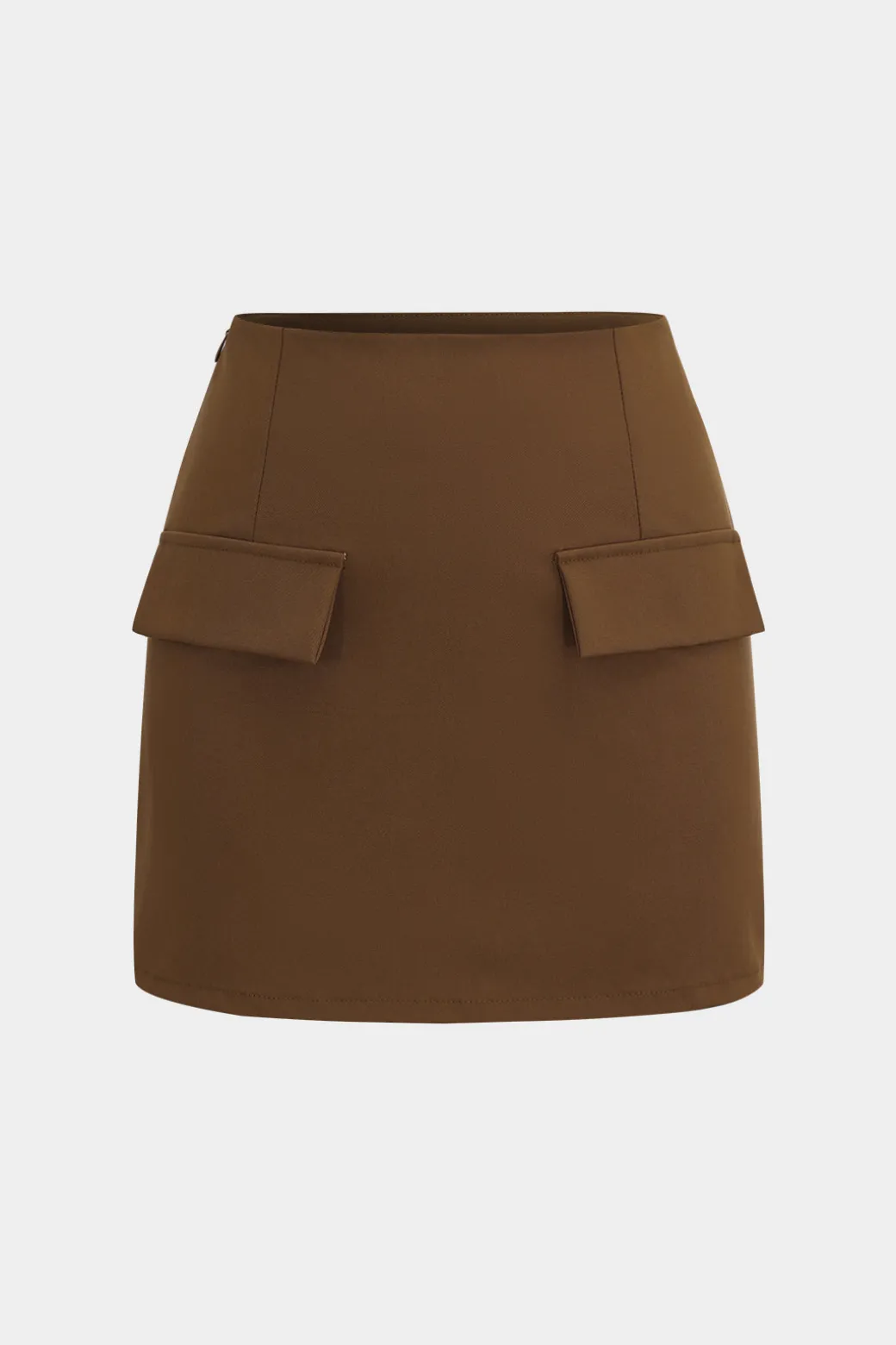 Button Detail Fake Pocket Skirt Set