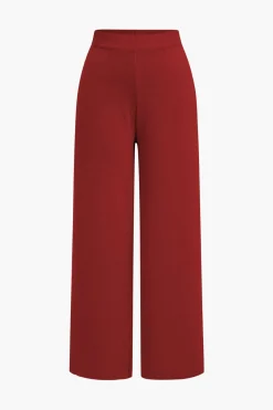 Button Detail Knit Cardigan And Wide-Leg Pants Set