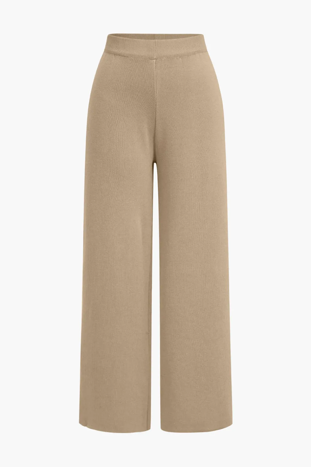 Button Detail Knit Cardigan And Wide-Leg Pants Set