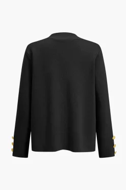 Button Detail Knit Cardigan And Wide-Leg Pants Set