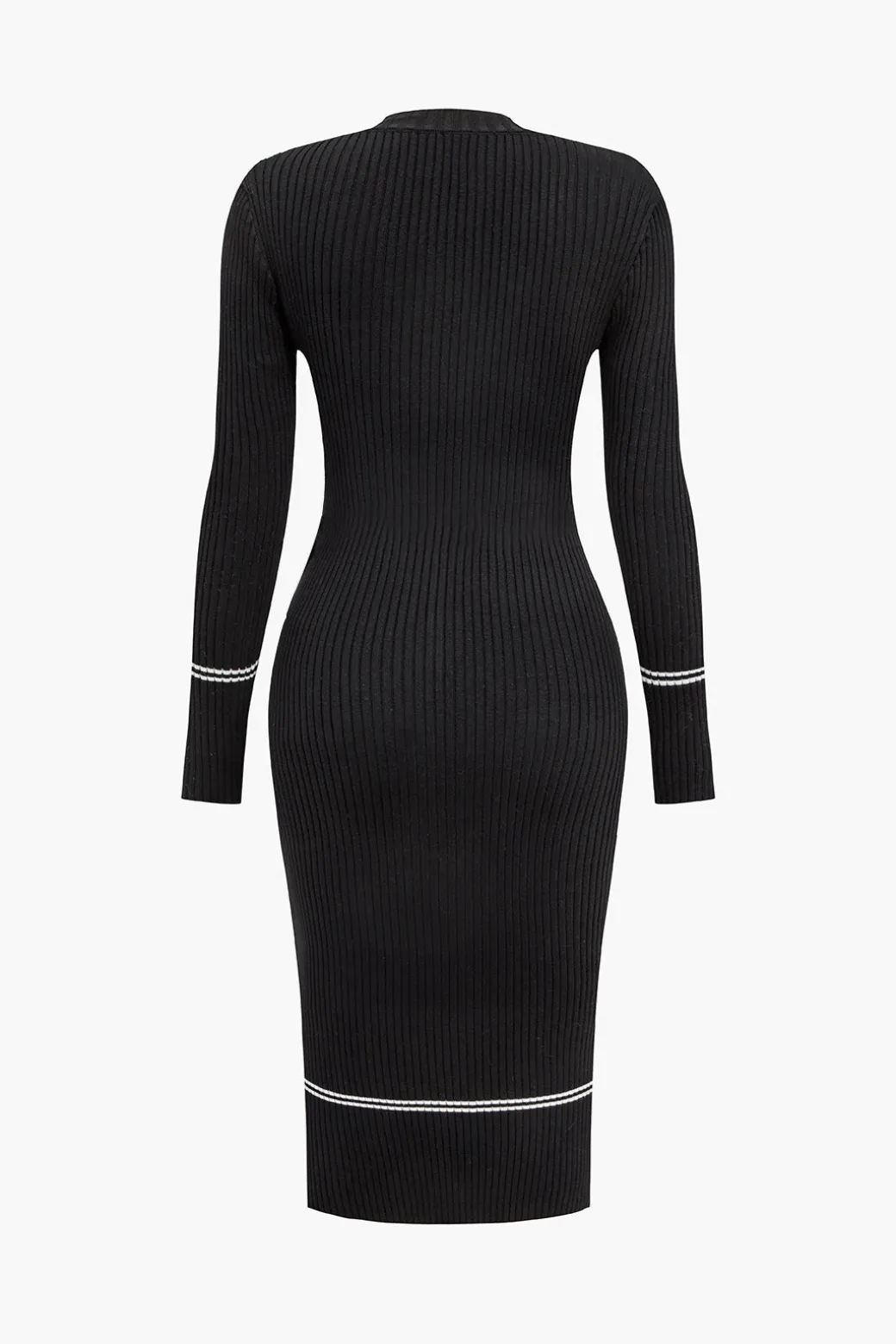 Button Knit Tie-Up Pocket Sweater Dress