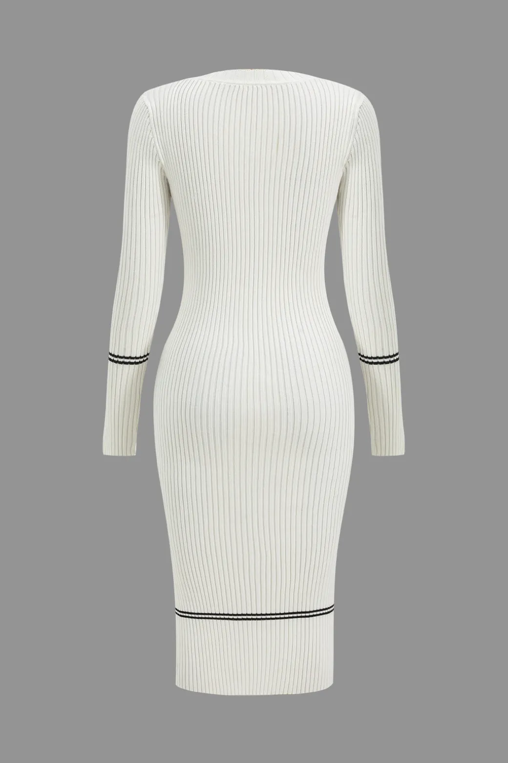 Button Knit Tie-Up Pocket Sweater Dress