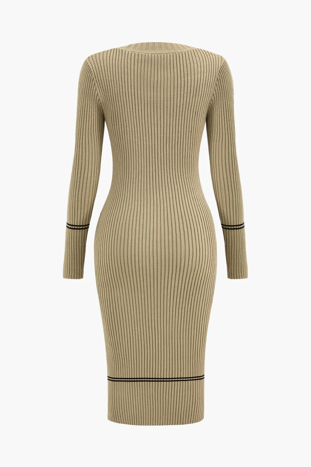 Button Knit Tie-Up Pocket Sweater Dress