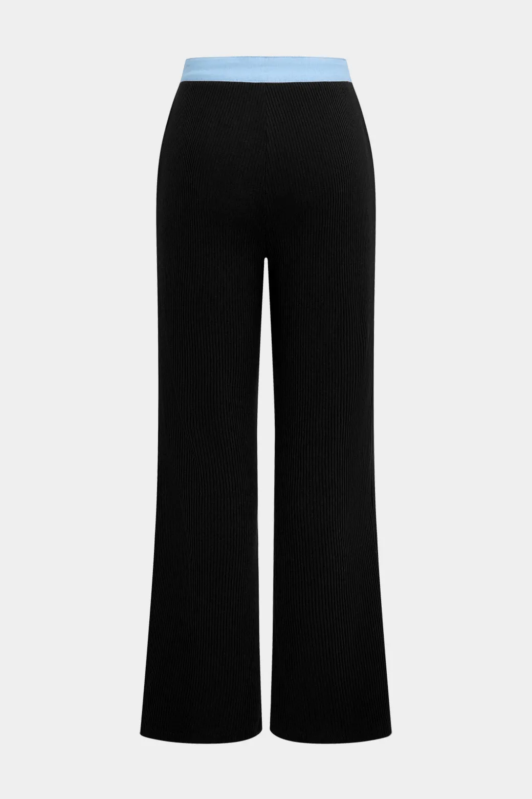 Button Patchwork Long Sleeve Top And Zipper Trousers Set