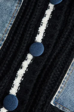 Button Patchwork Pocket Sweater Cardigan