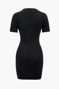 Button Pocket V-Neck Midi Dress
