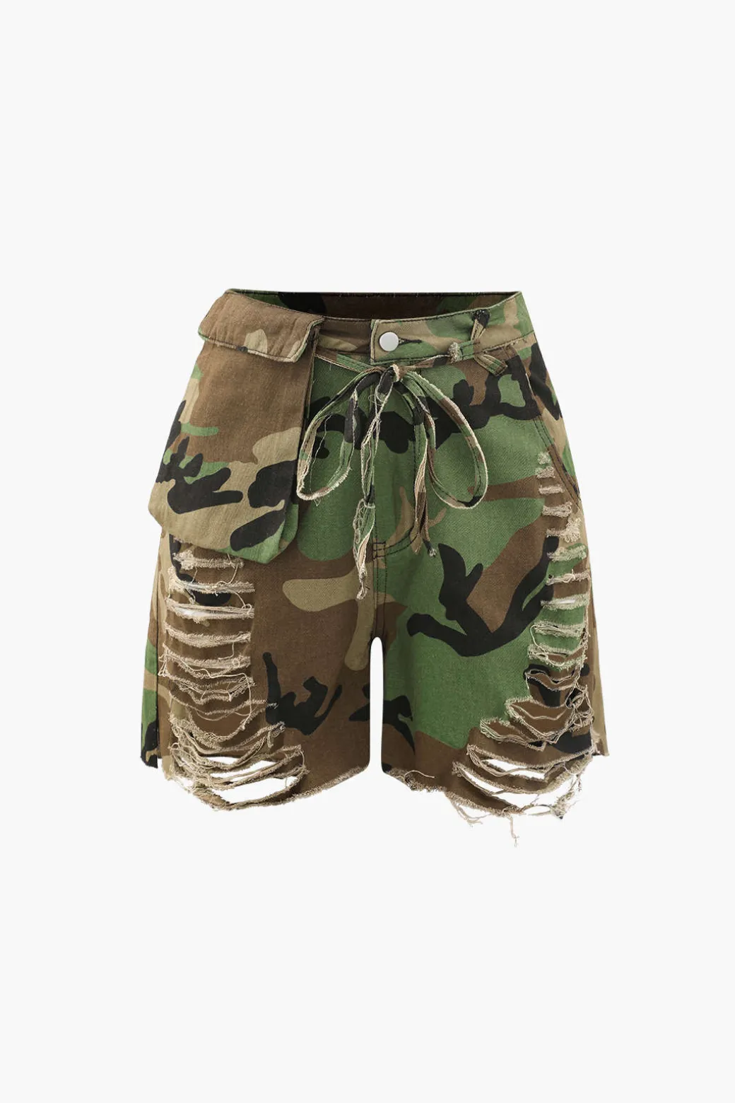 Camo Destroyed Cargo Shorts