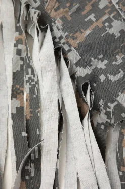 Camo Frayed Patchwork Fringe Mini Skirt