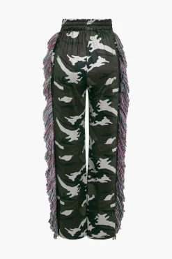Camo Print Fringe Pocket Top And Trouser Set