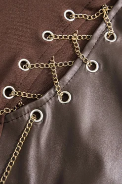 Chain Patchwork Long Sleeve Mini Dress