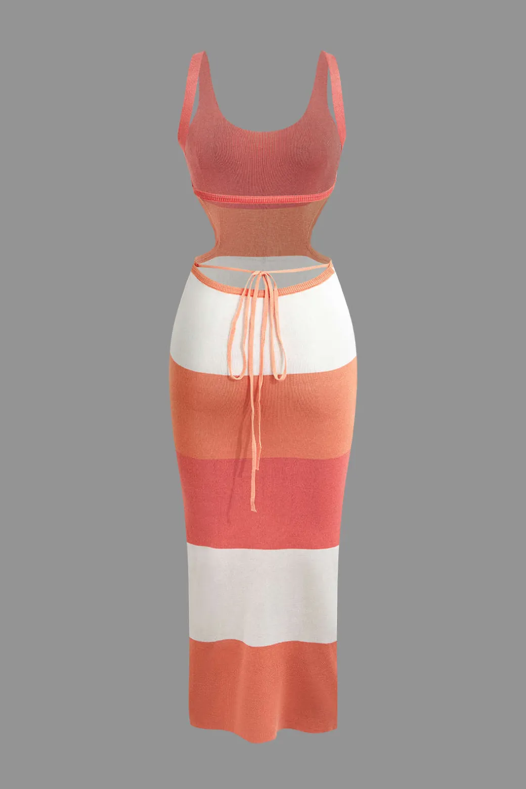 Color Block Backless Cami Knit Dress