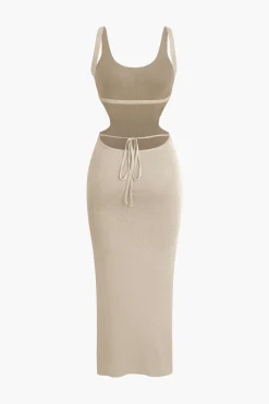 Color Block Backless Cami Knit Dress