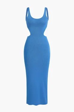 Color Block Backless Cami Knit Dress