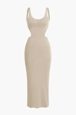 Color Block Backless Cami Knit Dress