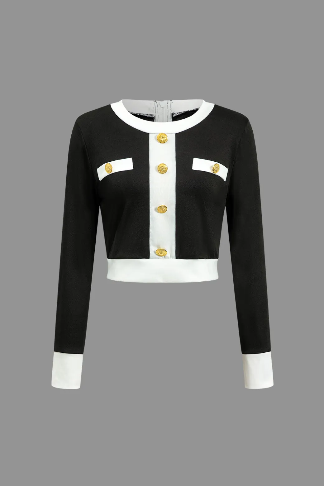 Color Block Button Pocket Skirt Set