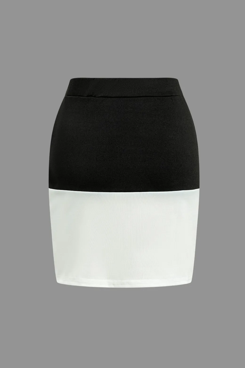 Color Block Button Pocket Skirt Set