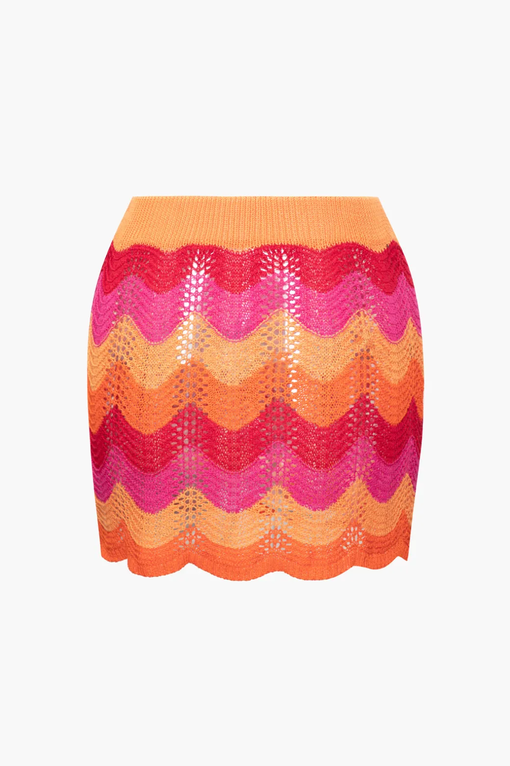 Color Block Crochet Knit Skirt