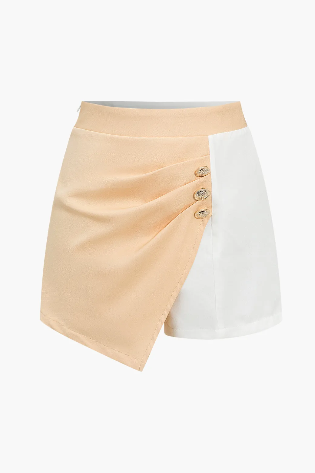 Color Block Cropped Blazer And Button Detail Skort Set