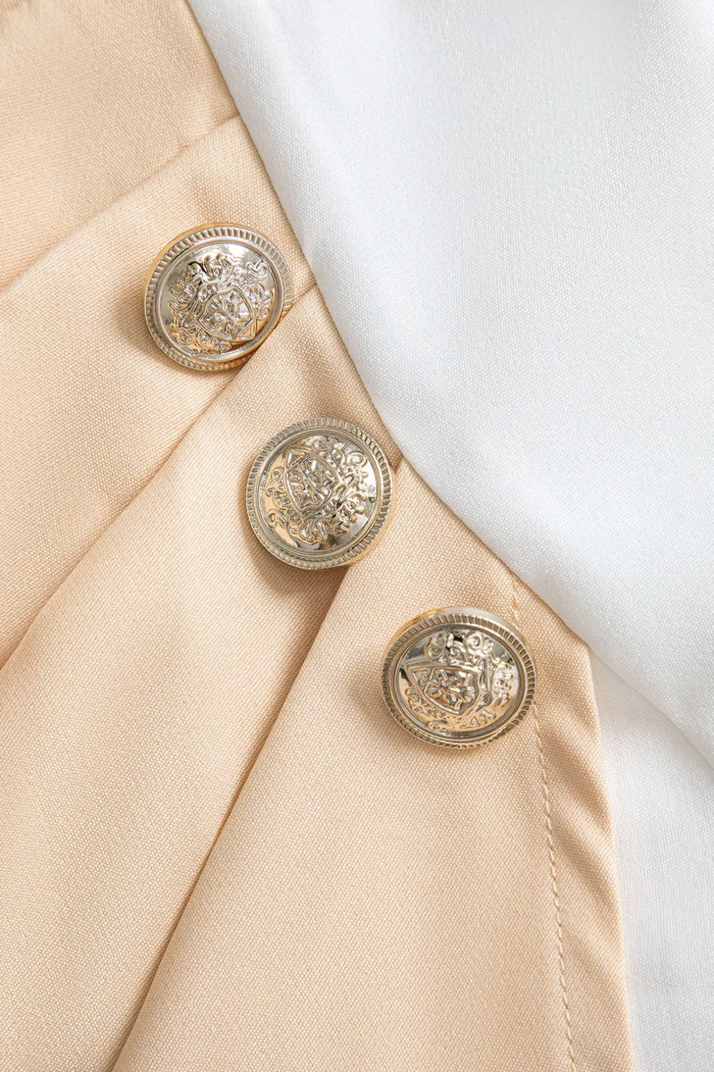 Color Block Cropped Blazer And Button Detail Skort Set
